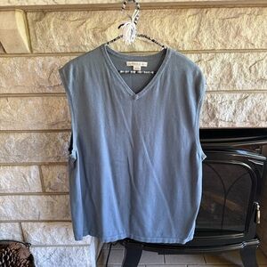 Geoffrey Beene Blue Sweater Vest Relaxed Boxy Fit Large